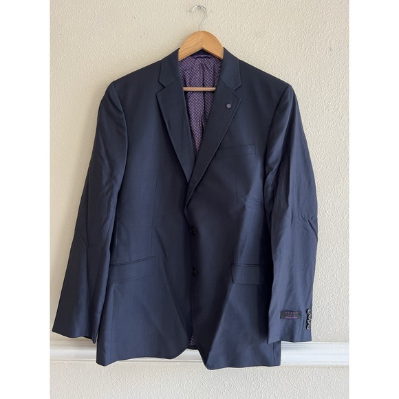 Ted Baker London Endurance JonesCT Wool Jacket Sport Blazer Blue Size 44L Preppy - Picture 1 of 11